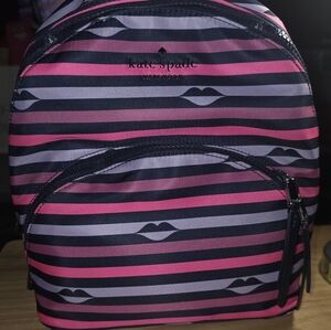 Kate Spade Pink and Black Striped Backpack